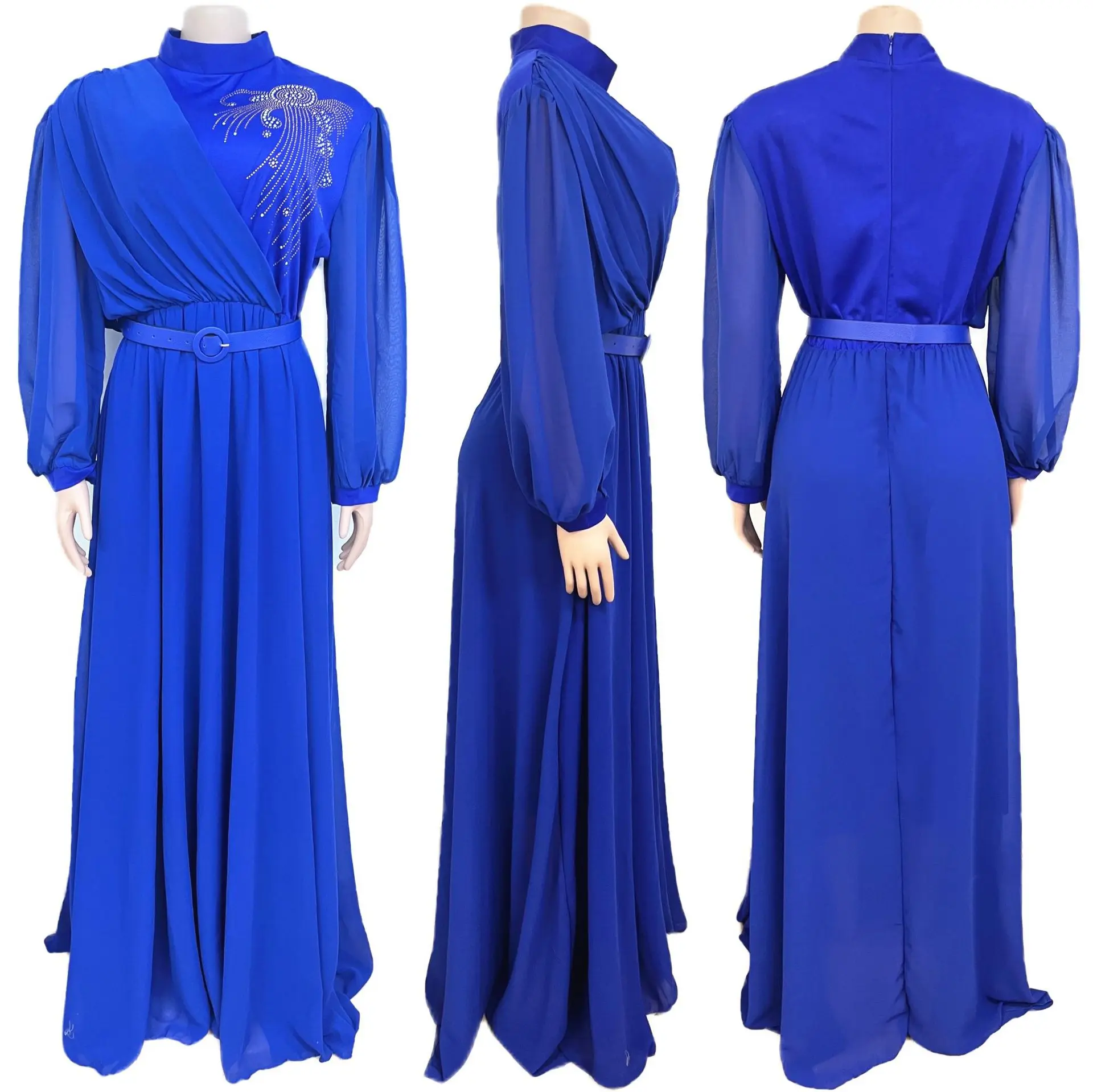 Оптовая продажа Африканское платье для весны и лета с поясом шифоновое мусульманское женское большого размера юбка-качели