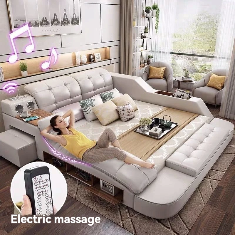 Massage leather bed modern minimalist master bedroom