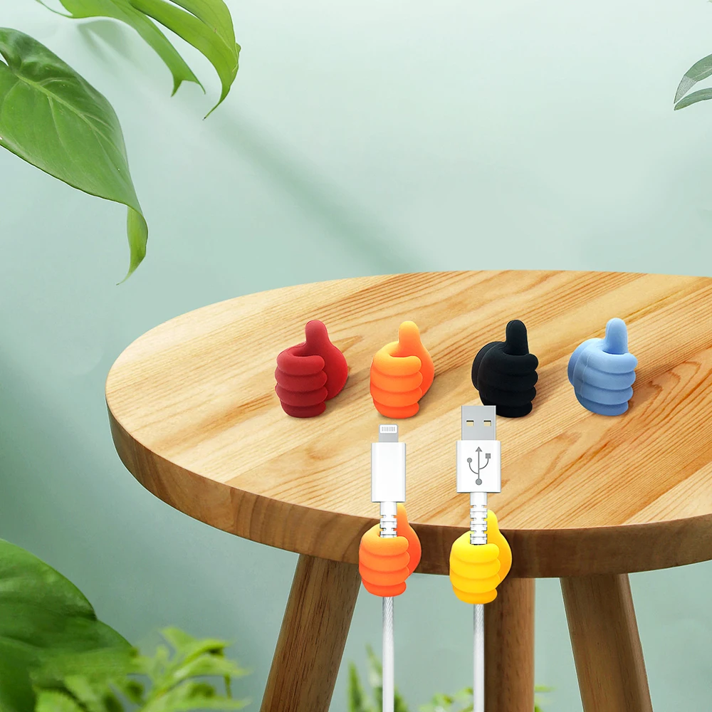 Silicone Cable Cord Organizer clips Cute Design Thumb Magnetic & Adhesive Wire Cable Cord Clips Holder Management