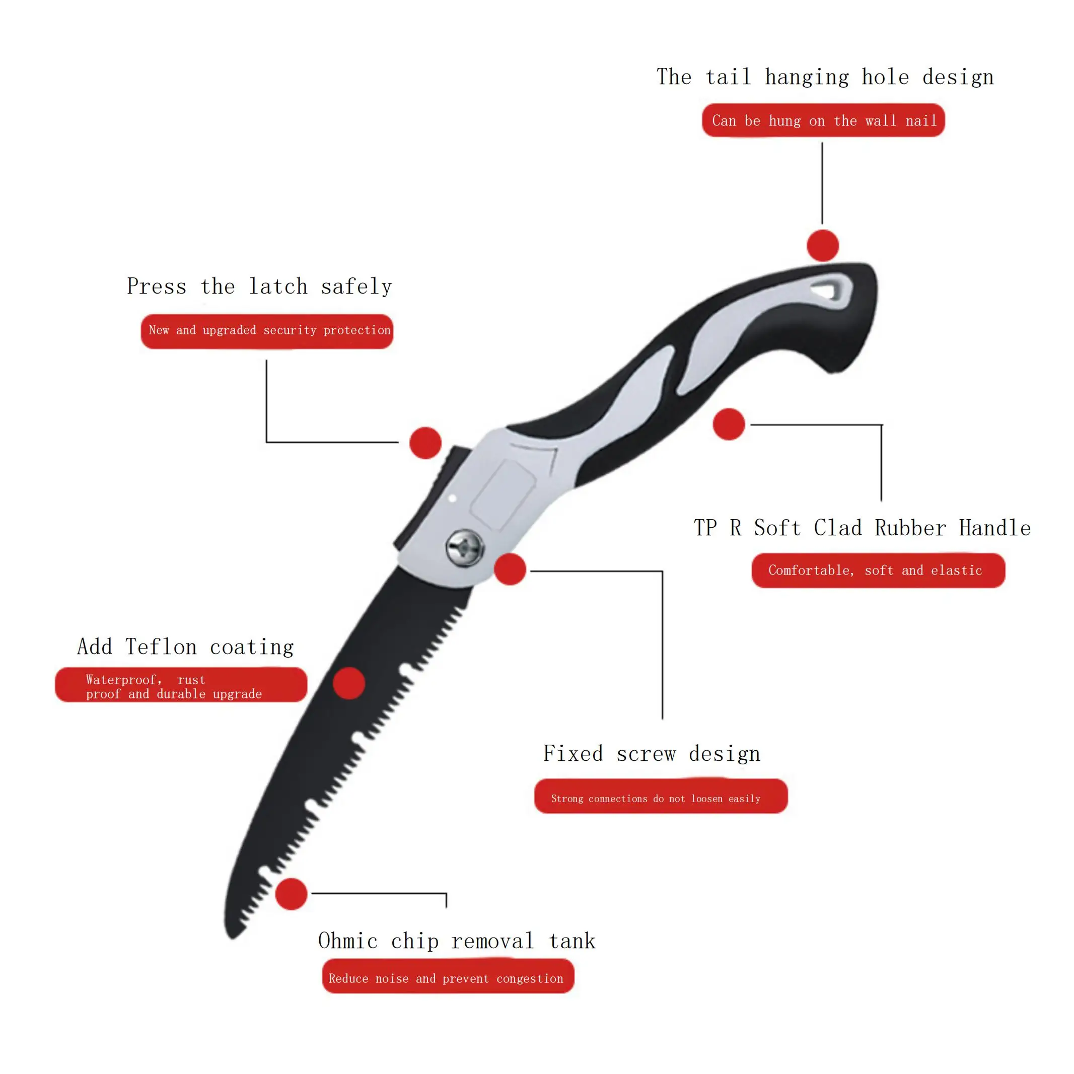 Foldable manual felling saw for home and portable garden pruning saw