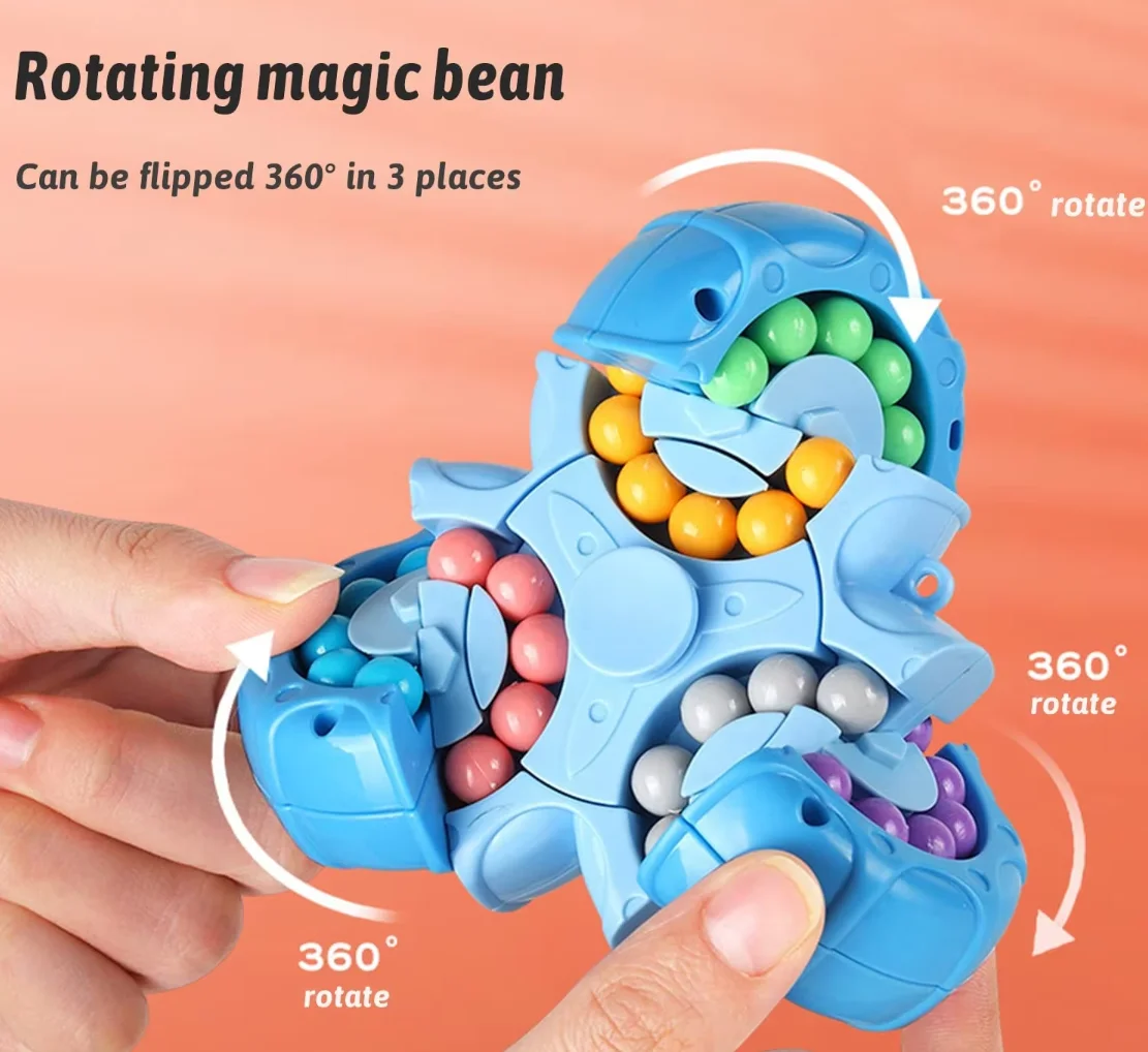 Stress Release Toy Spinner Puzzles Turn Cube Decompression Fingertip Toy Rotating Magic Bean Fidget Cube