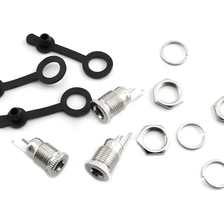 5.5x2.1mm Screw Threaded Female Panel Mount DC Jack Power Socket Connector Adapter