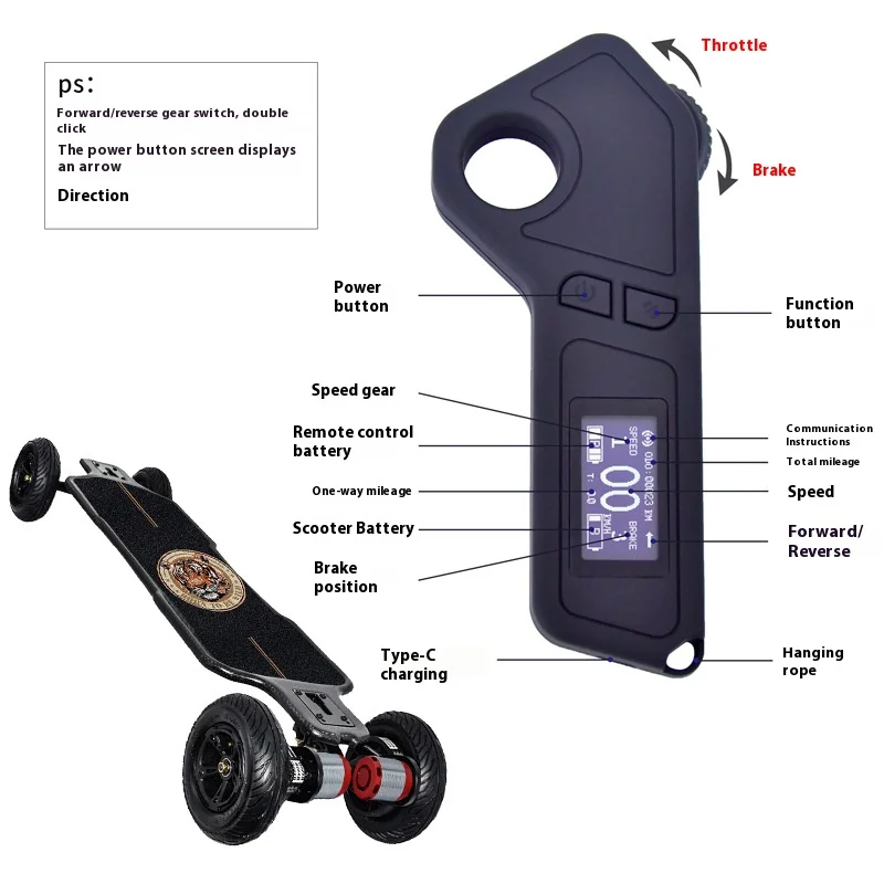 Carbon fiber four-wheel electric scooter belt, dual drive two in one adult scooter for commuting