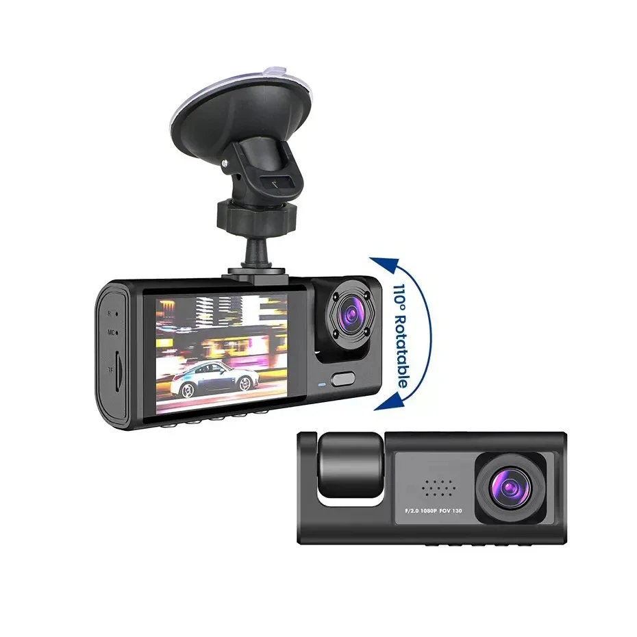 Dashcam 3 Lens channels camera Channel Full HD 1080P Car DVR Vehicle Dash Cam For Video Recorder car black box Camcorder