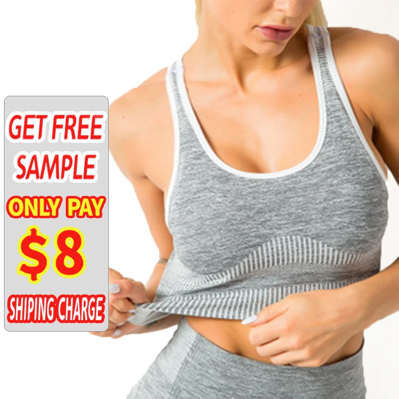 Vertical Stripes Yoga Vest Bra Quick Dry Quake-proof Sport Underwear Bra Running Gym Fitness Crop Tank Top