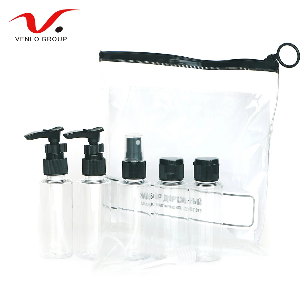 50 мл пластиковая ПЭТ бутылка для путешествий Набор пластиковый портативное косметическое костюм, партиями по 5 штук в упаковке бутылок комплект