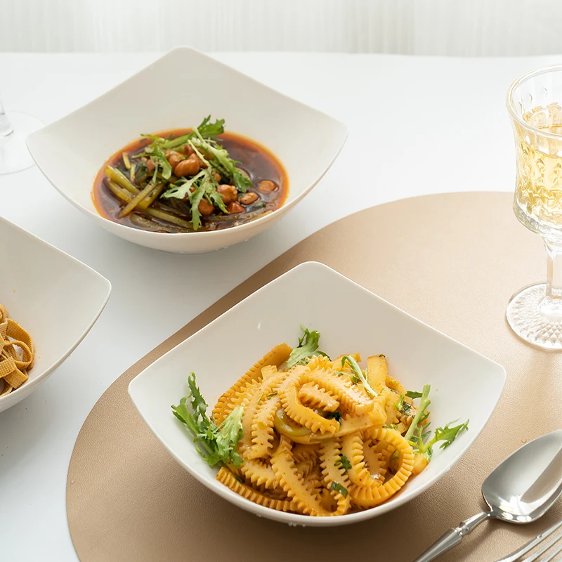 Factory Simple White 6.7 Inch Square Banquet Party Restaurant Dish Plastic plates Dishes Dinner Plate Tableware