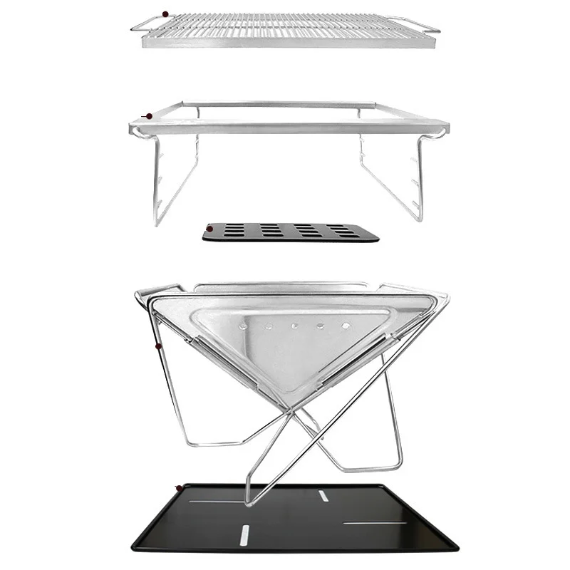 
Folding Campfire Grill Camping Fire Pit Portable Over Fire Camp Grill Outdoor Wood Stove Burner With Carrying Bag 