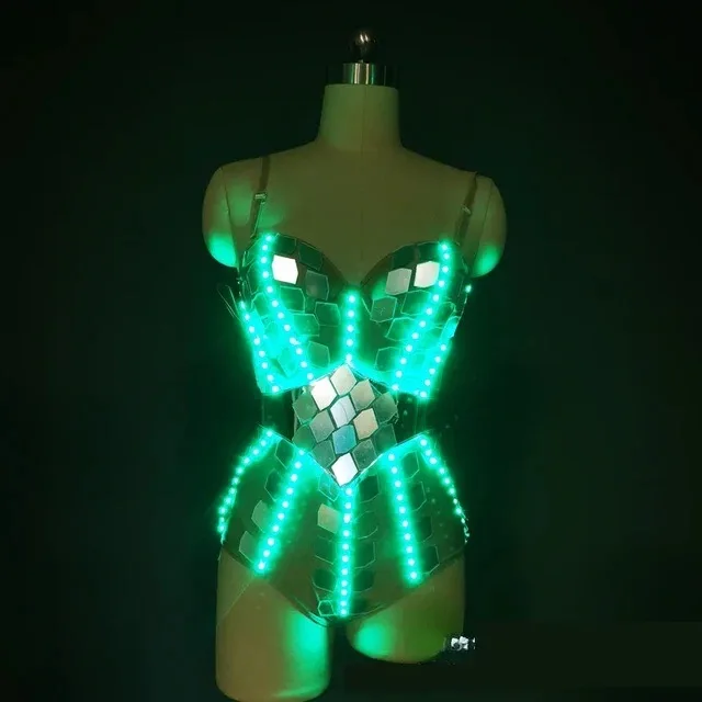 LED Costume Cosplay Futuristic Light Up Clothing Women Luminous Show Party Dance Rave Outfit Robot Gogo Dancer Fancy Wear
