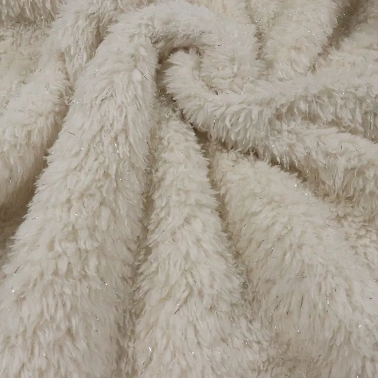 
sherpa pongee lining knitted double sides brush silver fabric 100% polyester 
