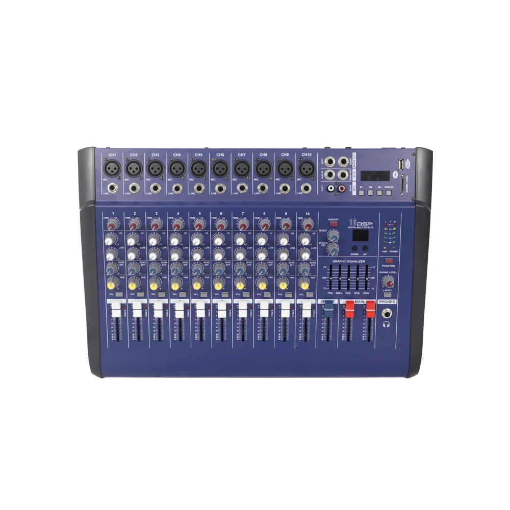 10 Channels Power Mixer USB Interface Controller Power Mixer Amplifier for Home Music Karaoke