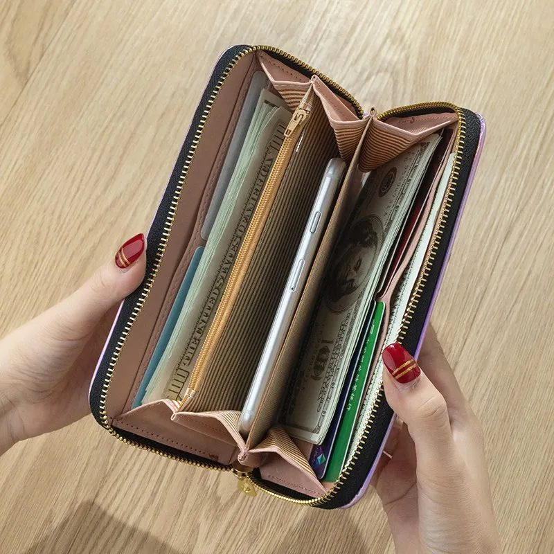 Top Sale Wholesale OEM Stock Credit Card Women Purses Long Style Student Laser PVC Holographic Wallet