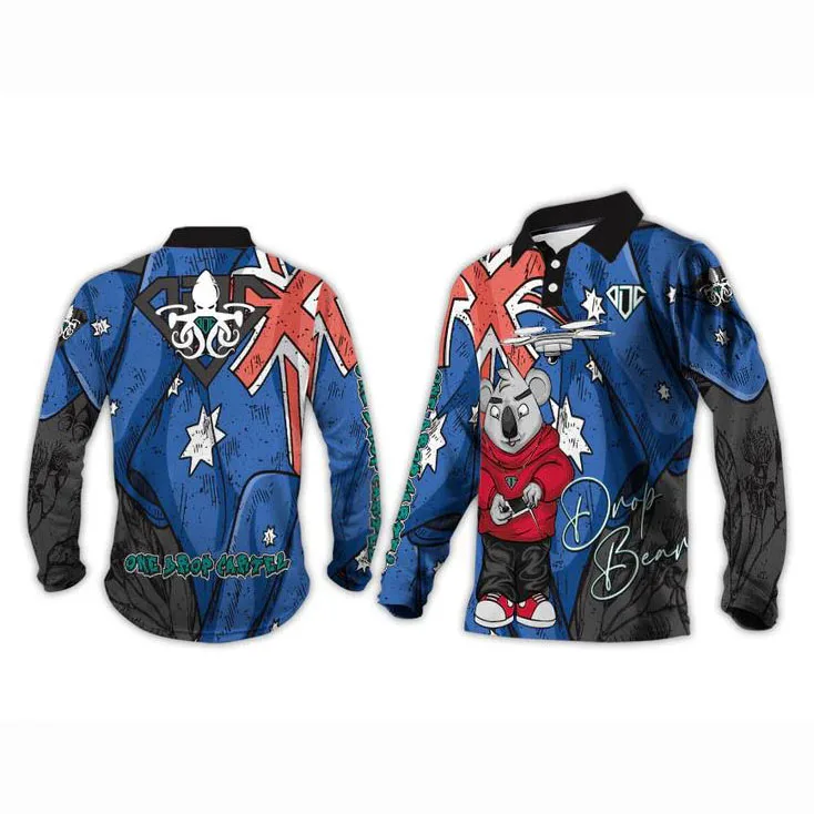 UPF 50 Custom Fishing Shirts Australia Long Sleeve Men Ladies Boys Kids Sublimated Fishing Jersey Clothes Button Up Fishing Polo