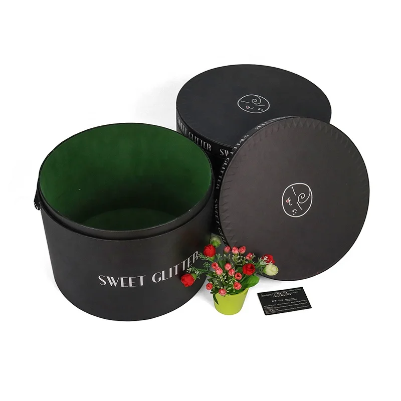 Wholesale Cylinder Cylinder Flower Box Jewelry Chocolate Box Cardboard Rose Floral Velvet Hat Round Flower box