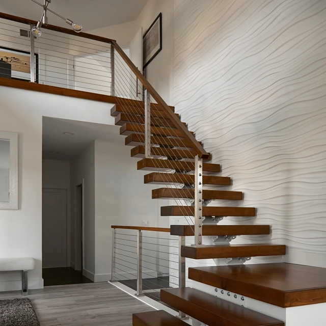 Custom Build Basement Stairs With Cable Railing Modern Design