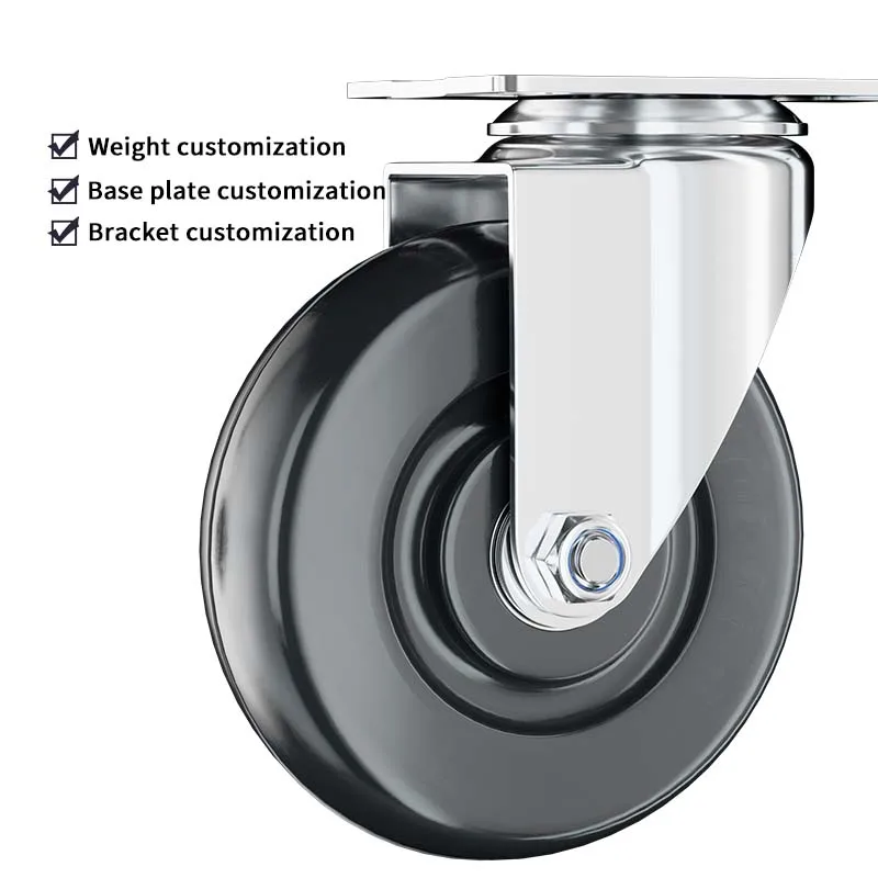 6 inch rigid/swivel/brake stainless steel castor wheel High temperature food processing solid wheel heat resistant caster