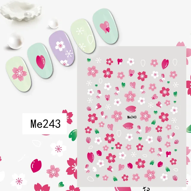 New Arrival Summer Flowers Art Stickers Plastic Decals Manicure Stickers Nail Art Accessories