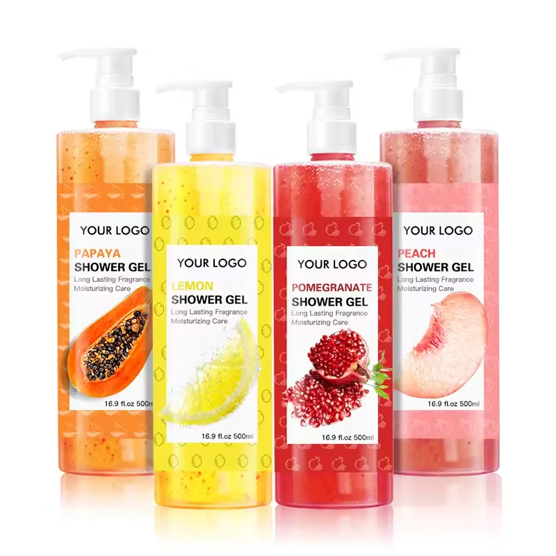 OEM ODM Private Label Smoothing Moisturizing Amino Acids Perfume Body Bath Papaya Lemon Fruit Long lasting Fragrance Shower Gel