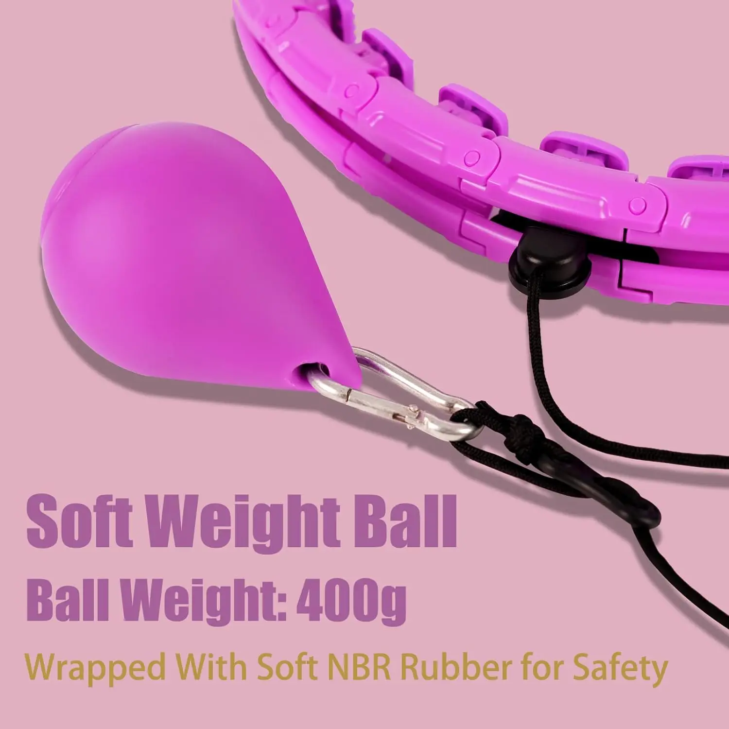 color rose 32 Knots Weighted Workout Hoop Plus Size Smart Waist Exercise Ring At Home Fitness Belly Abdominal Adjustable