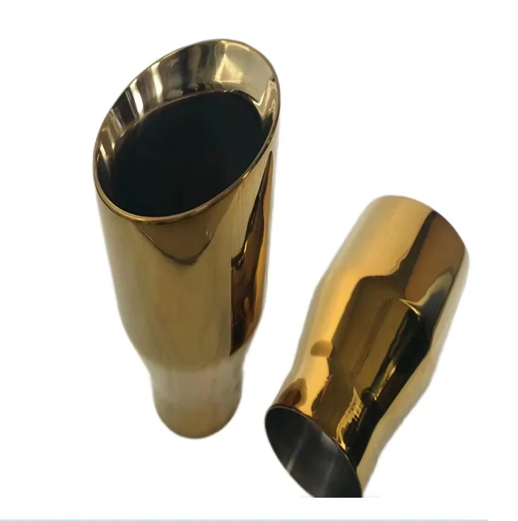 customizable Hot sale Universal stainless steel titanium Black pipe angle cut single wall exhaust muffler tip for car