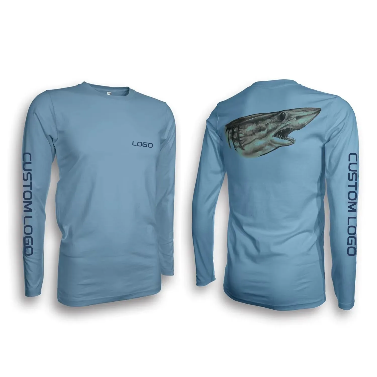 High Quality Custom Logo 100% Polyester Quick Dry Lightweight Fishing T Shirts Uv Protection Long Sleeve Fishing Shirts