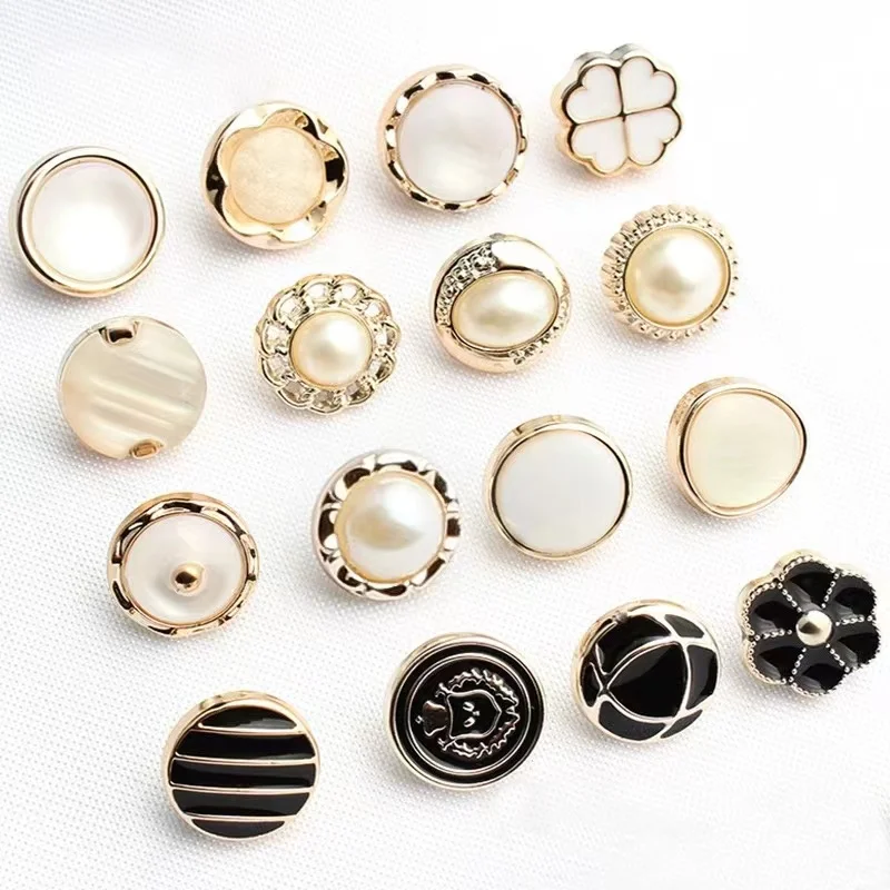 Custom designer metal hand sewn pearl enamel buttons Custom coat buttons Sewing handles garment pearl buttons