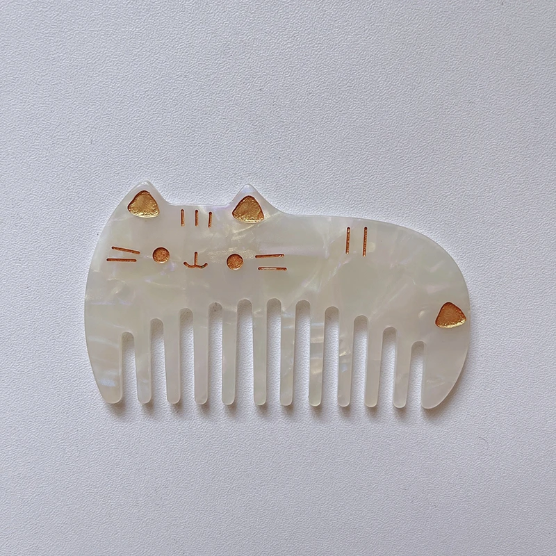 JAPAN quality custom logo Cat wide tooth arch shape tortoise shell cellulose acetate sheet hair combs for women
