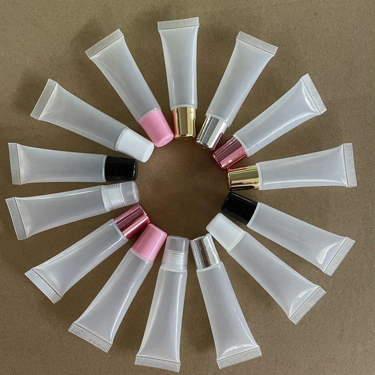 Wholesale  Lip Gloss 8ml 10ml Custom DIY Empty Soft Tube Private Label Lipgloss Squeeze Tubes