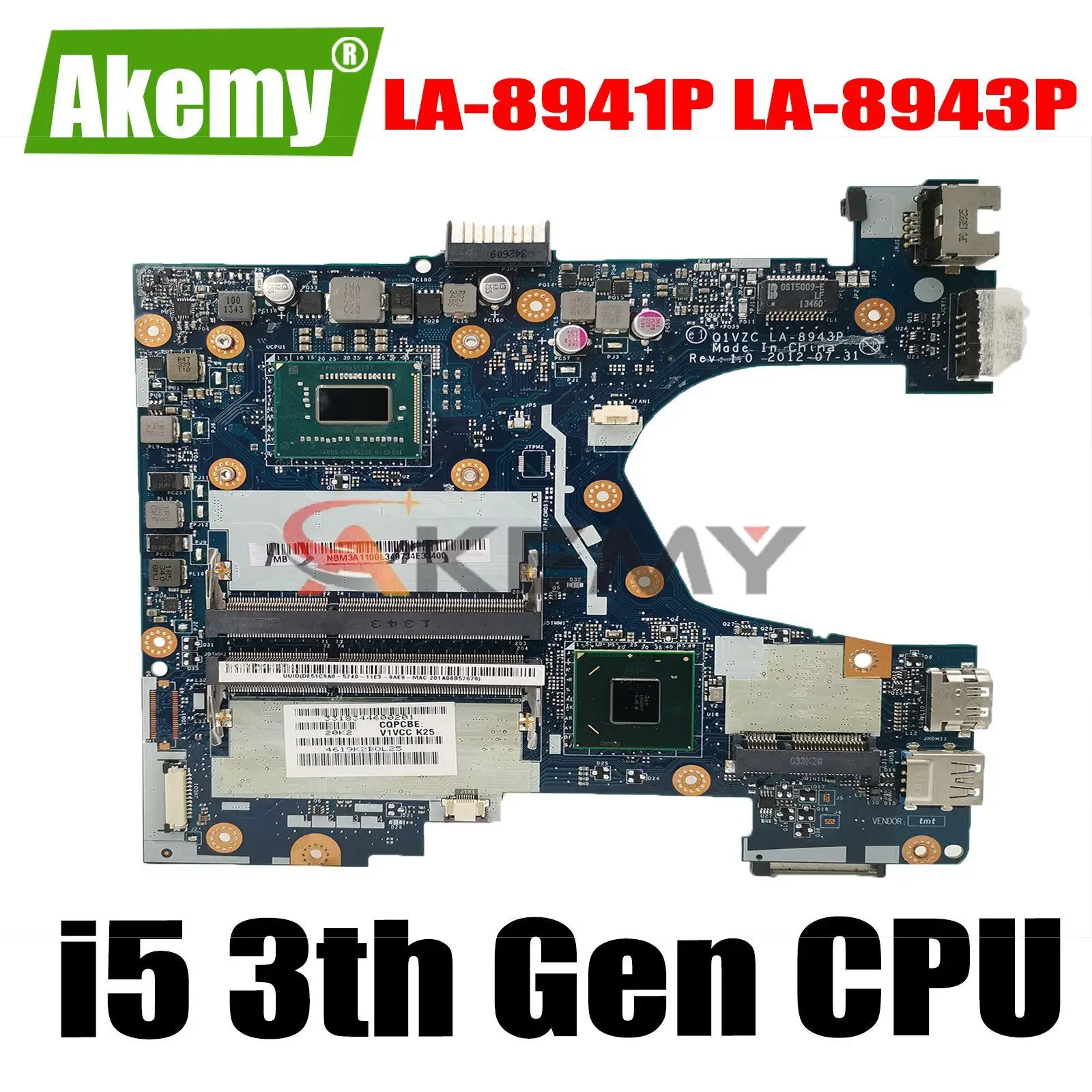 For Acer Aspire One 756 V5-131 V5-171 Laptop Motherboard Q1VZC LA-8941P LA-8943P With Intel Celeron Dual Core CPU I5 CPU