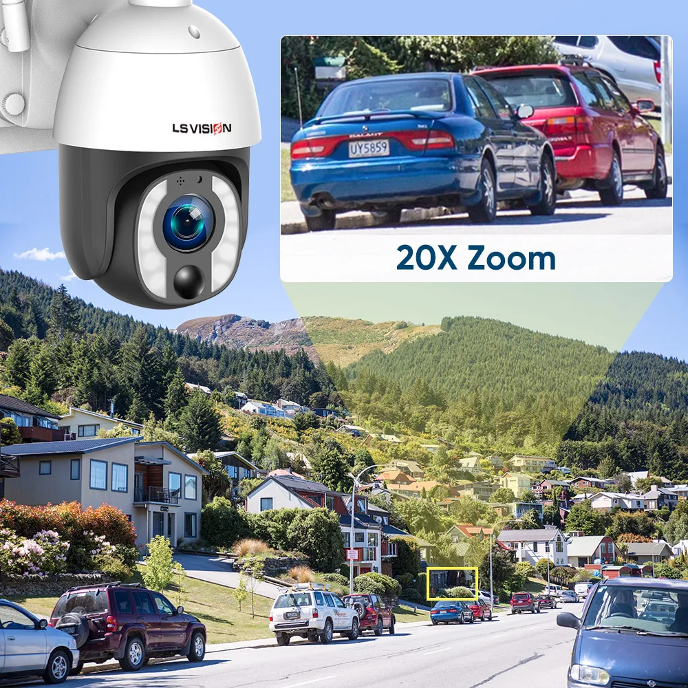 LS VISION 2024 New 20X Zoom 4G Solar CCTV Outdoor System Camera 5MP PTZ  40m PIR Movement Tracking Security Cameras