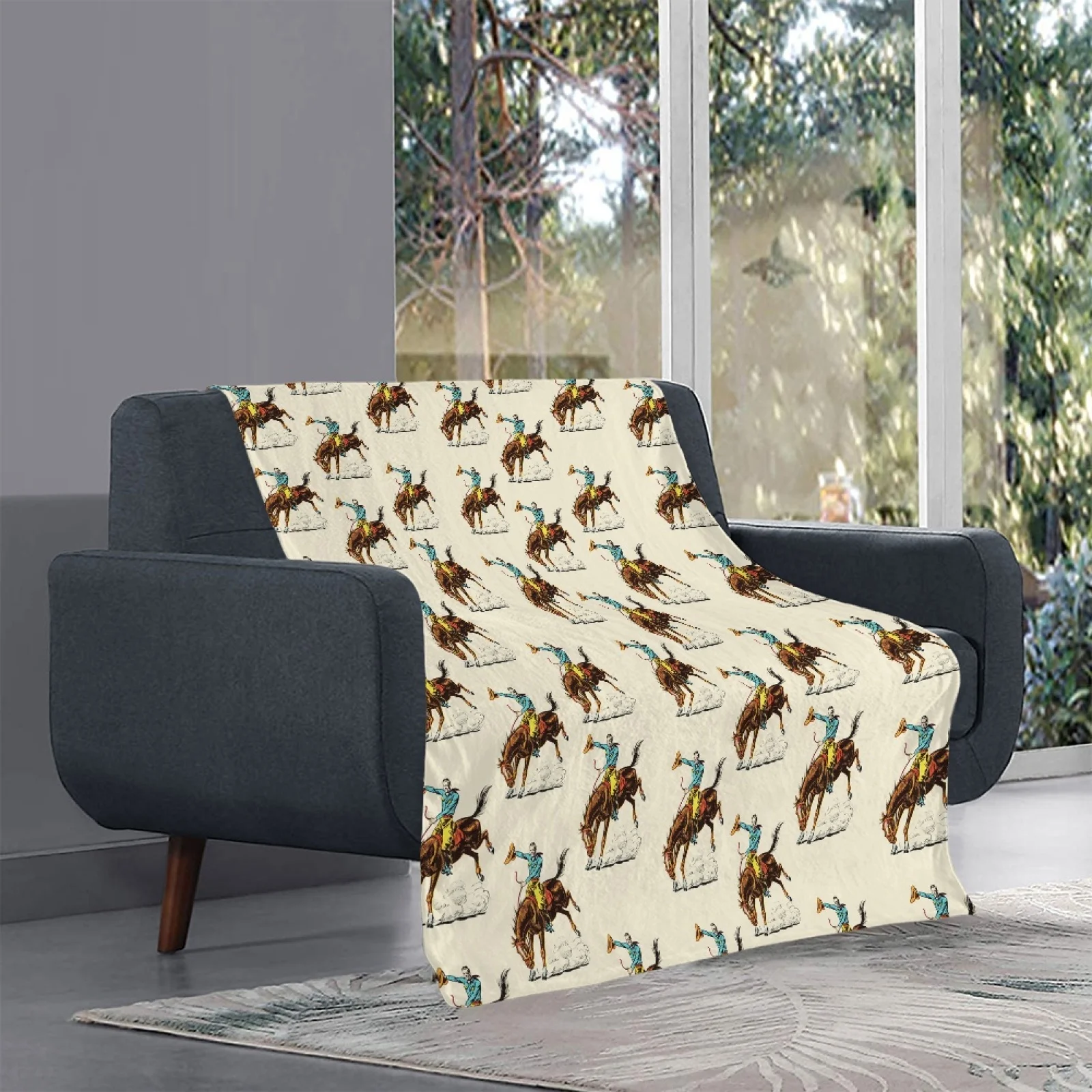 Customization Printed Flannel Blanket Super Soft Flannel Blanket with Western Pattern Aztec Checkerboard etc.