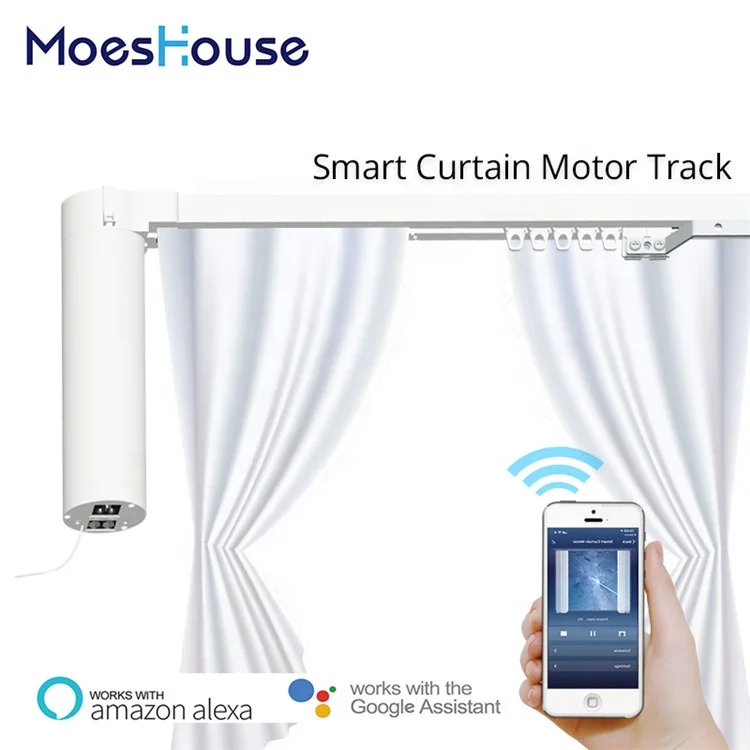 Shuwei Beijing Smart Home Bay Window Curtain Track Alexa System Tuya Curtain Motor with Track Kit