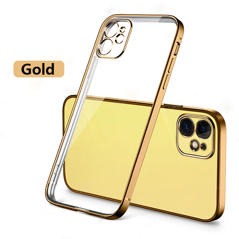 Luxury Case on For Iphone 12 11 Pro Max 12 mini xs max x xr 7 8 Plus  Case Soft Clear Cover Frame For Iphone 13 Pro Max Case