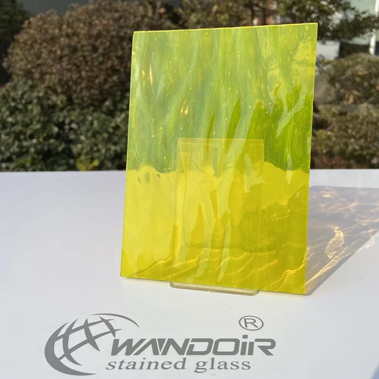 WANDIOR Jiangsu Factory Store 3mm Lemon Yellow Transparent Pattern Stained Glass Sheet