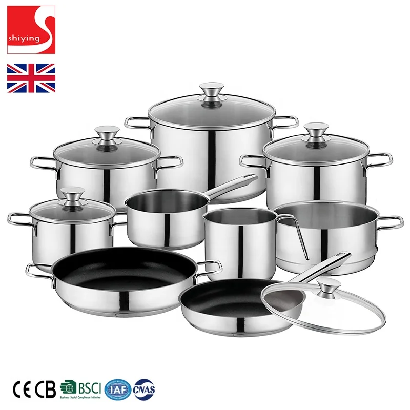 SY-Kitchenware 3 piece saucepan stainless steel cookware set pots and pans set induction cooking 14 16 18cm
