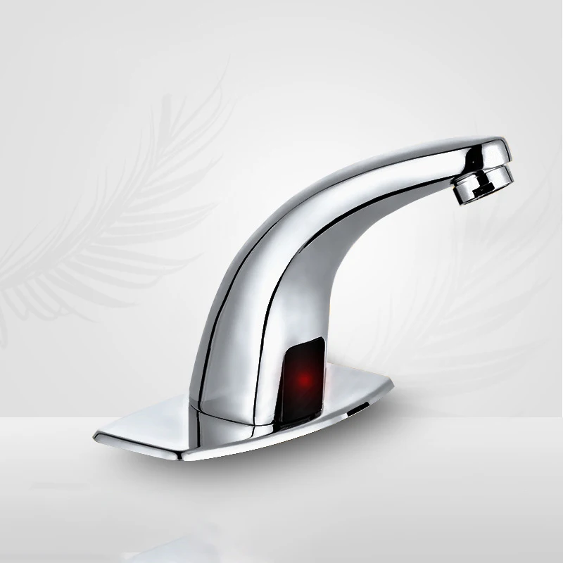 Full Copper Silver Antique Sensing Faucet Single Hot And Cold Automatic Intelligent Infrared Basin Faucet Hand Washer