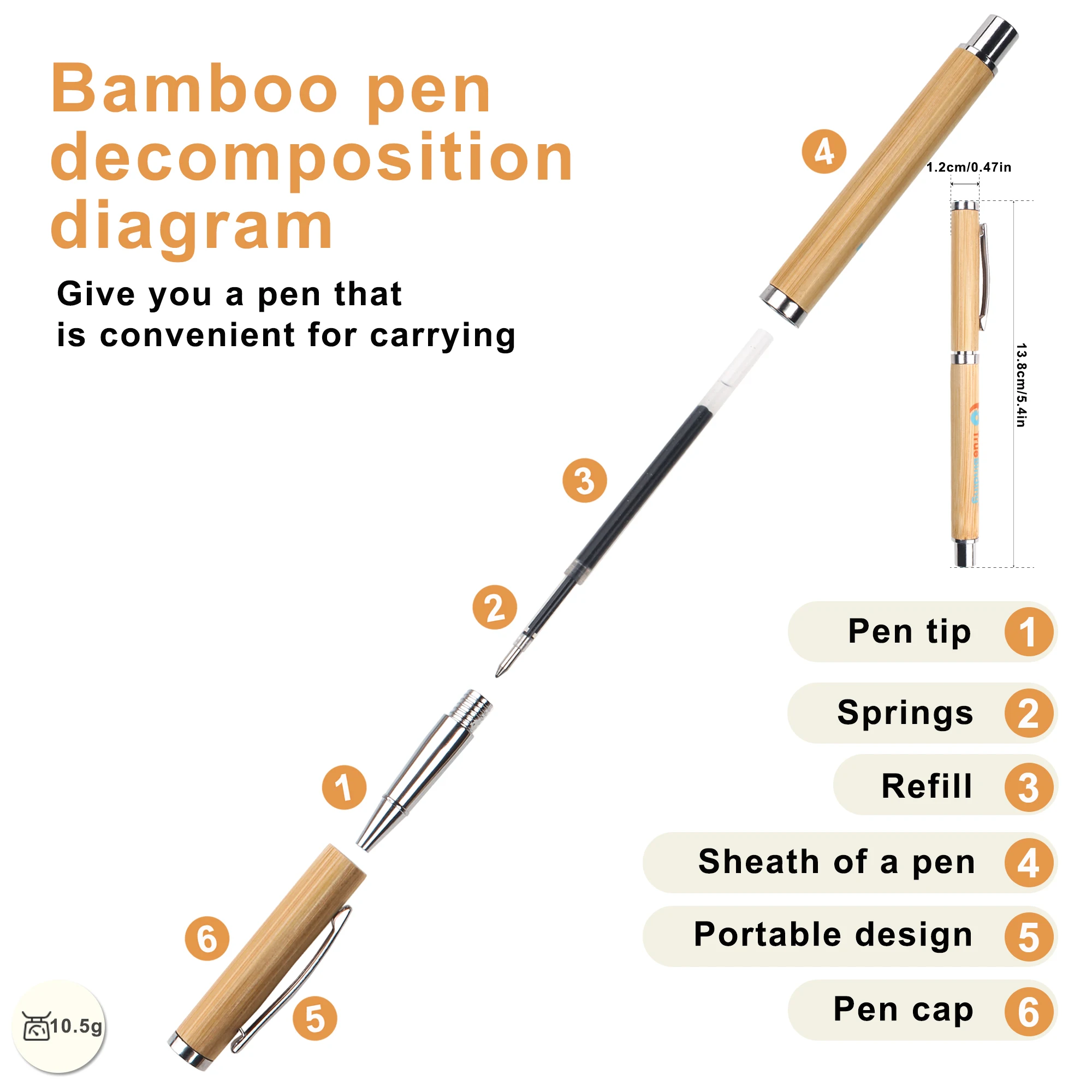 Environmentally Bamboo Customized LOGO Engraved Laser Manufactures Printed Gel Pens With 1.00 MM Stylo