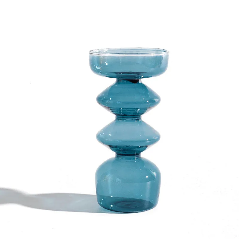 Creative Ins lamp shape home deco multi color transparent small glass flower bottle art vase