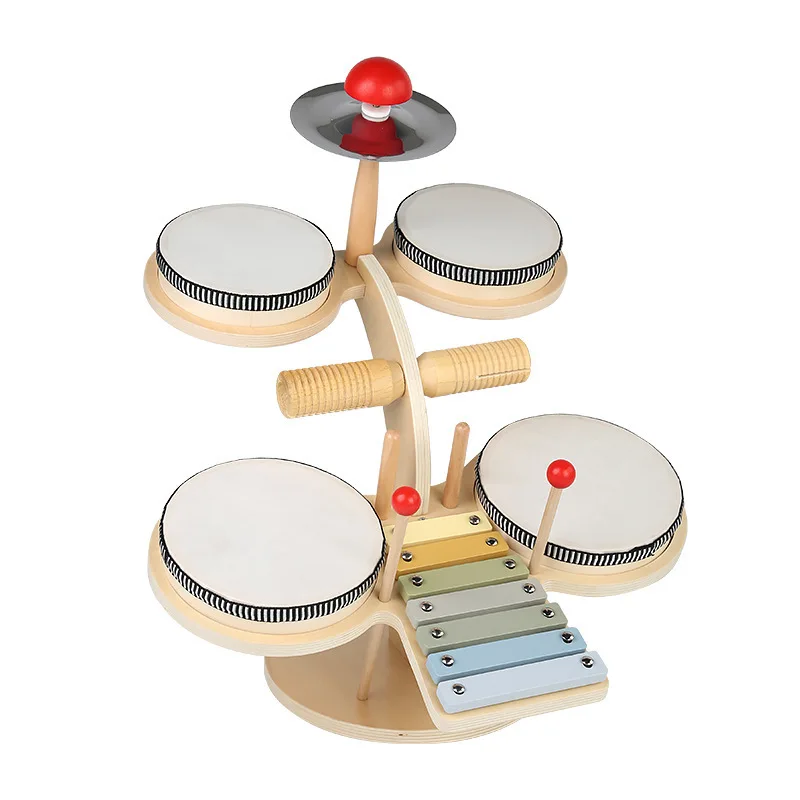 Children wooden Orff music percussion instruments harp percussion gongs baby hand drum toys for boy and girl