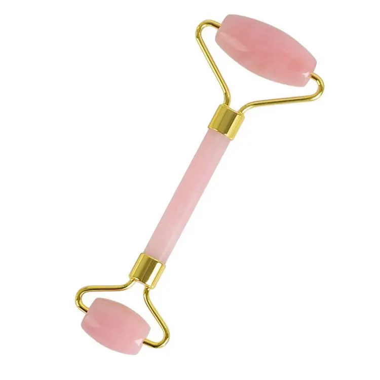Natural crystal quartz relaxing facial massage jade stone face roller rose for face