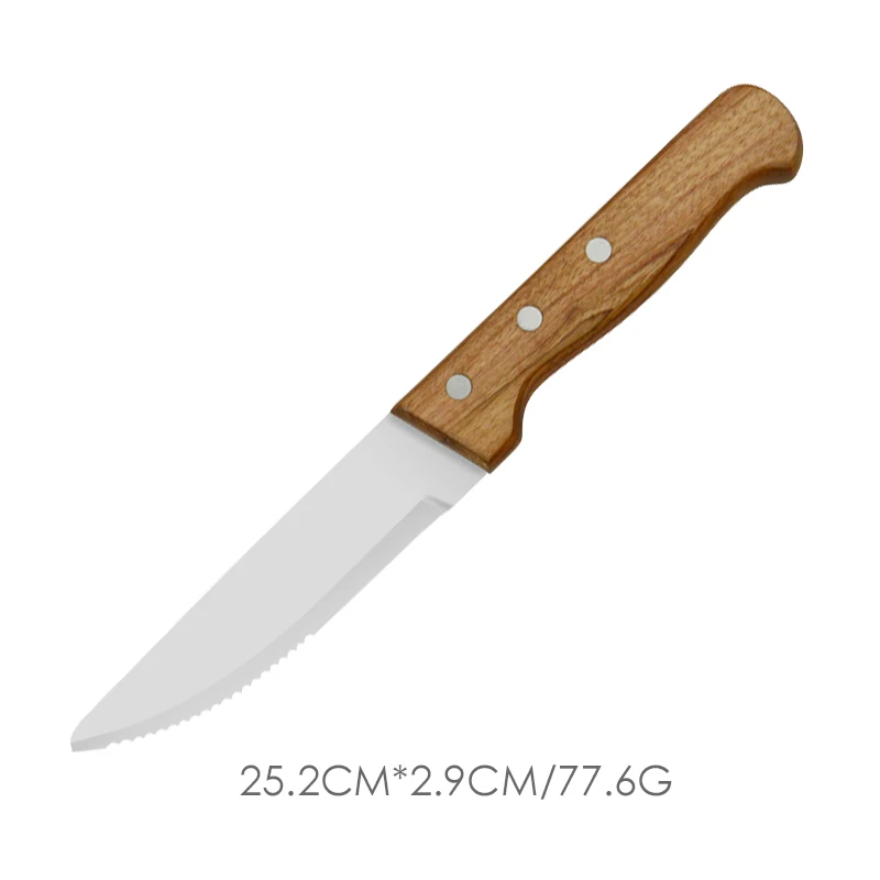 High quality Restaurant 4 inch Stainless Steel Serrated Steak Dinner Knife With Wood Handle