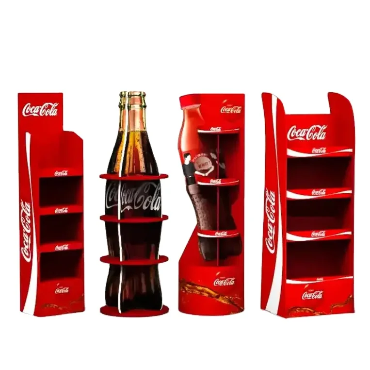 High Quality Corrugated Cardboard Display Stand Retail Floor Display Stand Customized Drink Beer Wine Water Bottle Display Rack
