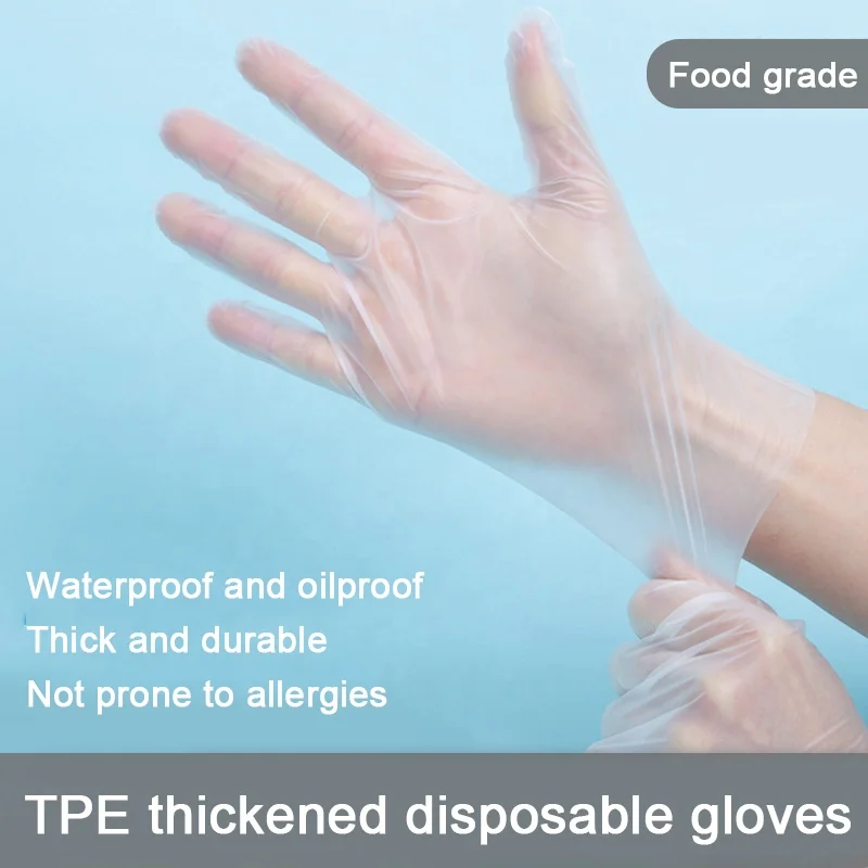 Vietnam Hot Sale food grade tpe gloves kitchen for oil film transparent disposable TPE gloves
