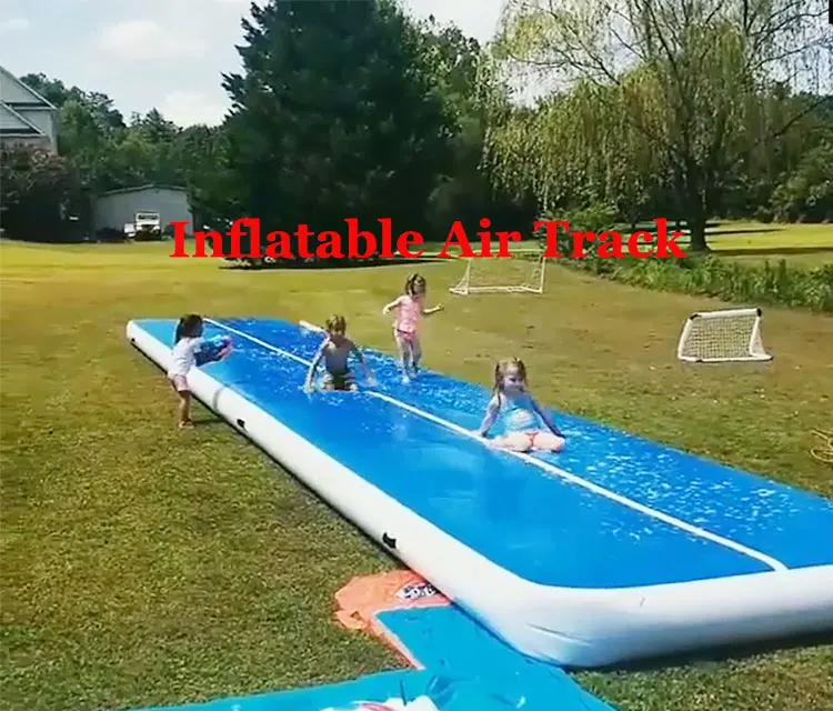 Factory Price Hand Made 3m 4m 5m 6m 8m 10m Water Floating Inflatable Gym Mat Blue Air Track Gymnastics With Air Pump For Sale