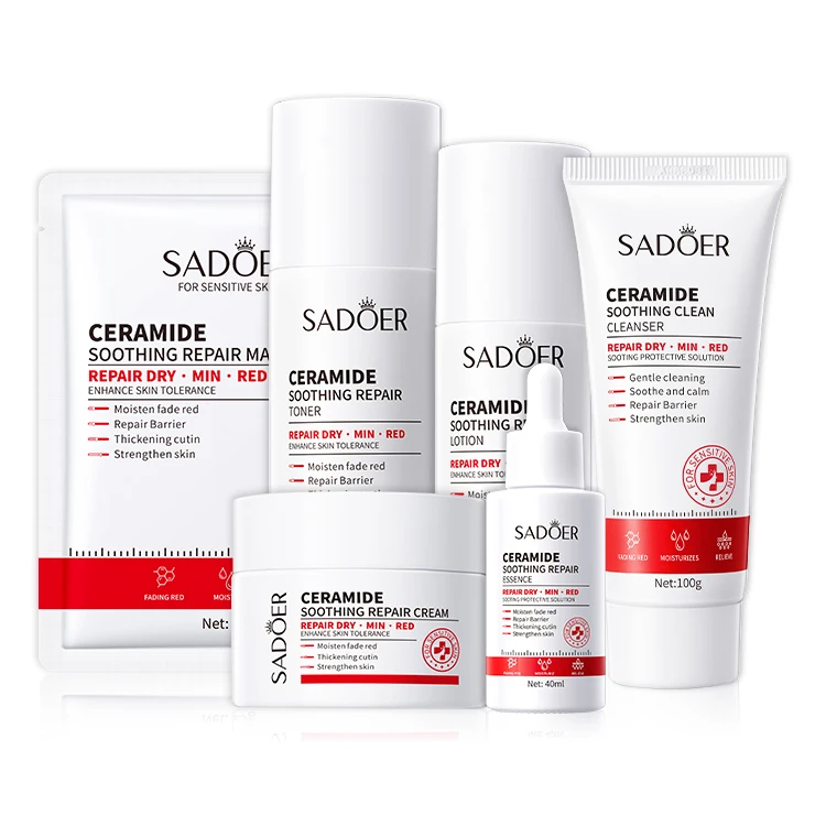 OEM SADOER new in 2023 whitening ceramide herbal smoothing skin care products acne treatment repair face skin care set