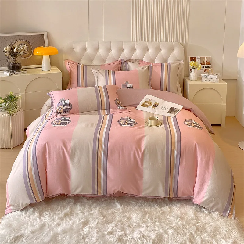 European Style Autumn Warm Beautiful Cotton Thick High Quality 4Pcs Digital Printed Bedding Sheet For Sleep