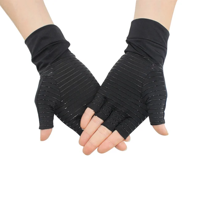 High Quality Anti-bacteria Lon Fabric Washable Anti Slip Elastic Compression Copper Arthritis Gloves