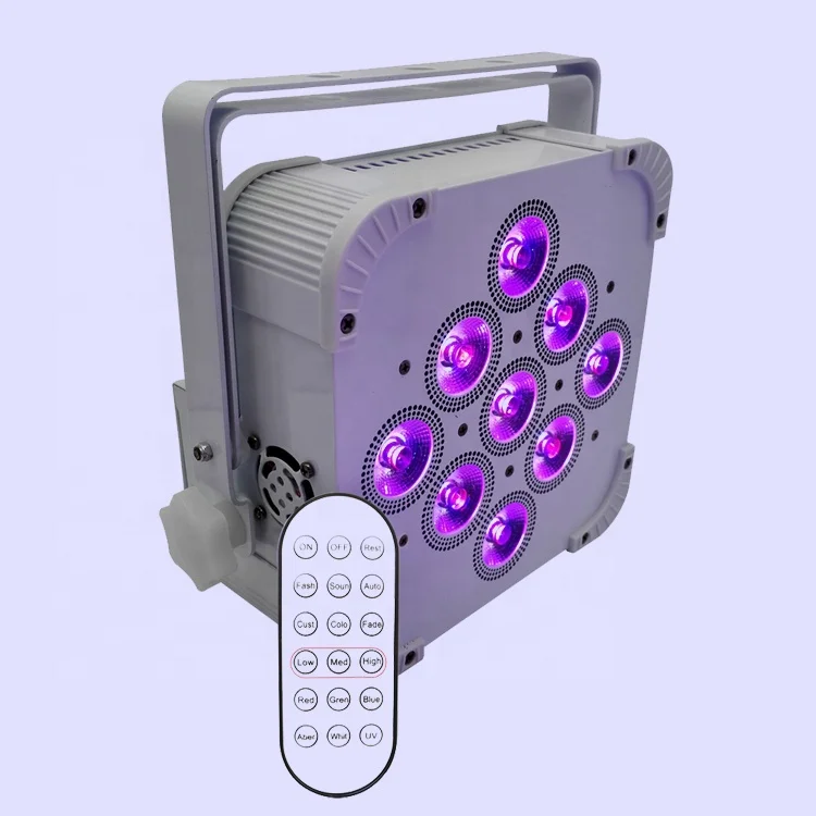 Тонкий DJ-светильник, перезаряжаемый DMX беспроводной на батарейках Par64 9*18 Вт Hex 6 в 1 RGBWA + UV 9x18 Вт, плоский светодиод Par Can