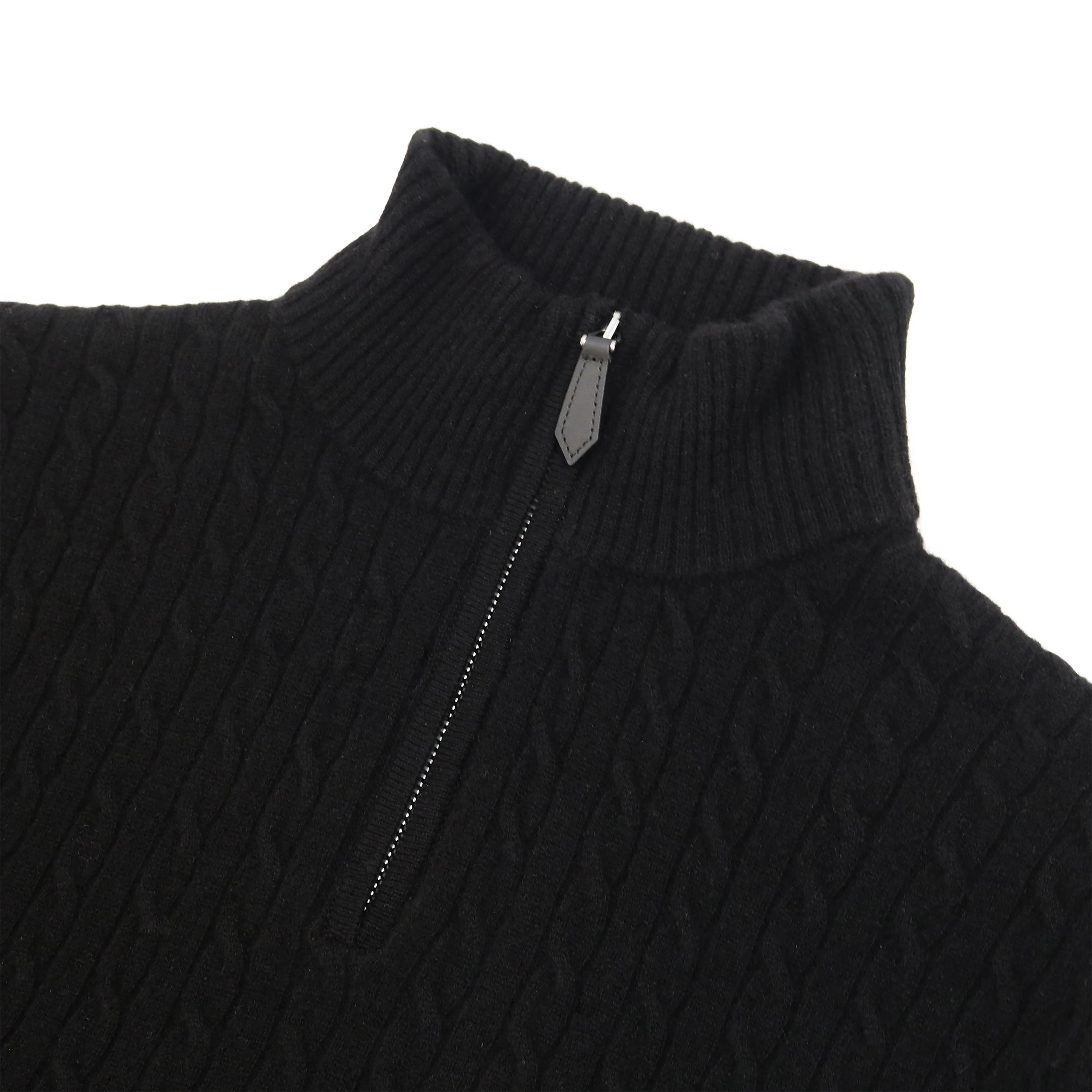 AiNear wholesale custom logo design oem & odm long sleeve turtle neck quarter zip black man wool knitted plain jumper sweaters