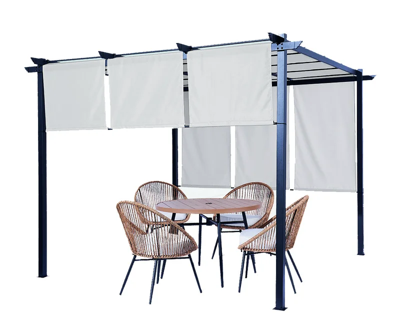 Garden Supplies Arches Arbours Pergolas Soft Top Adjustable Aluminum Pergola 3x3 Meter For Patio Lawn